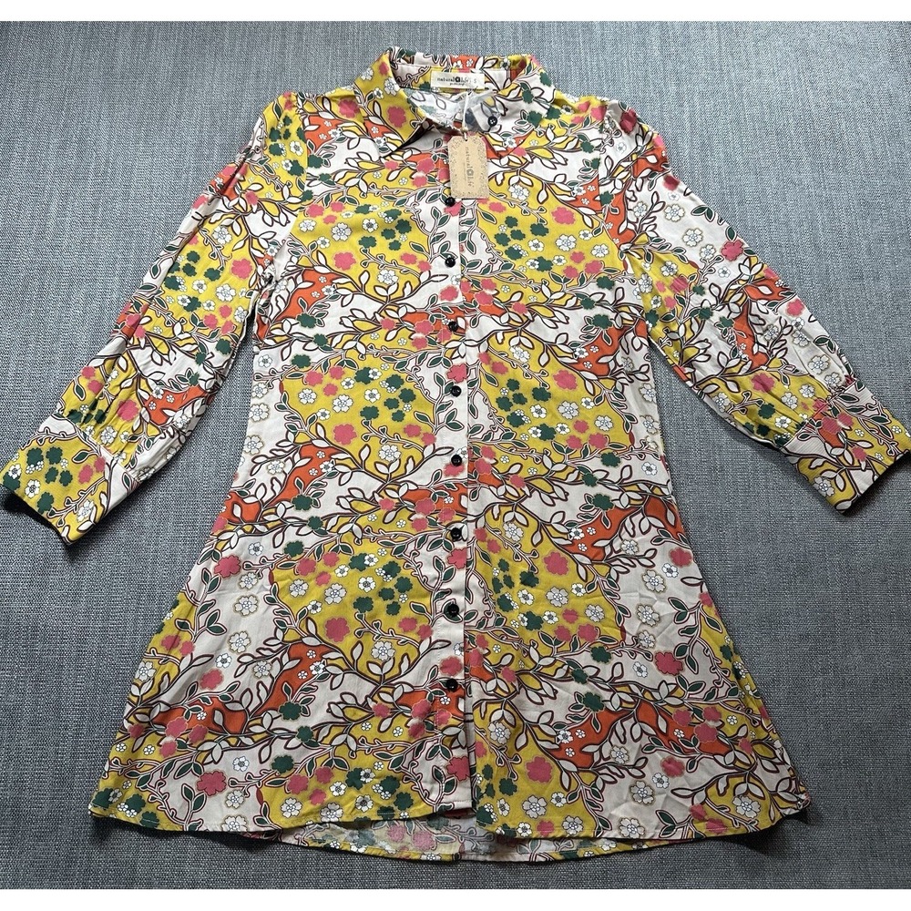 Natural Life Twiggy Floral Yellow Dress Women's Small NWT Boho Sundress
